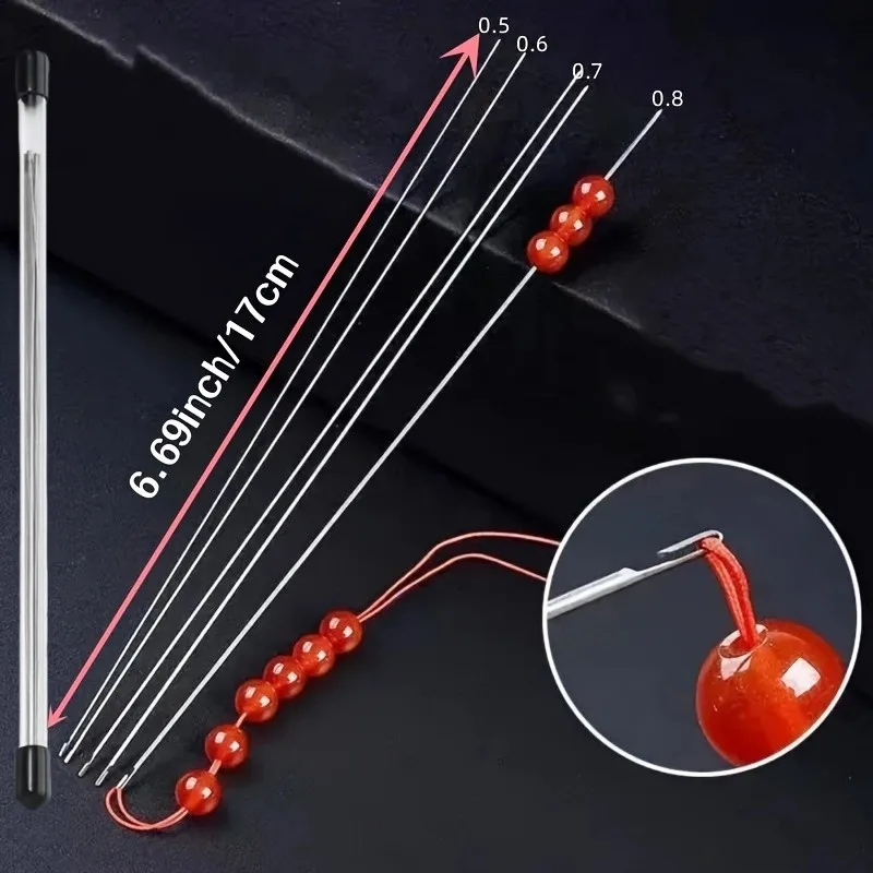Bead Needles 4-Pieces Set Side Opening for Threading Bead Threads DIY Jewelry Making Tool