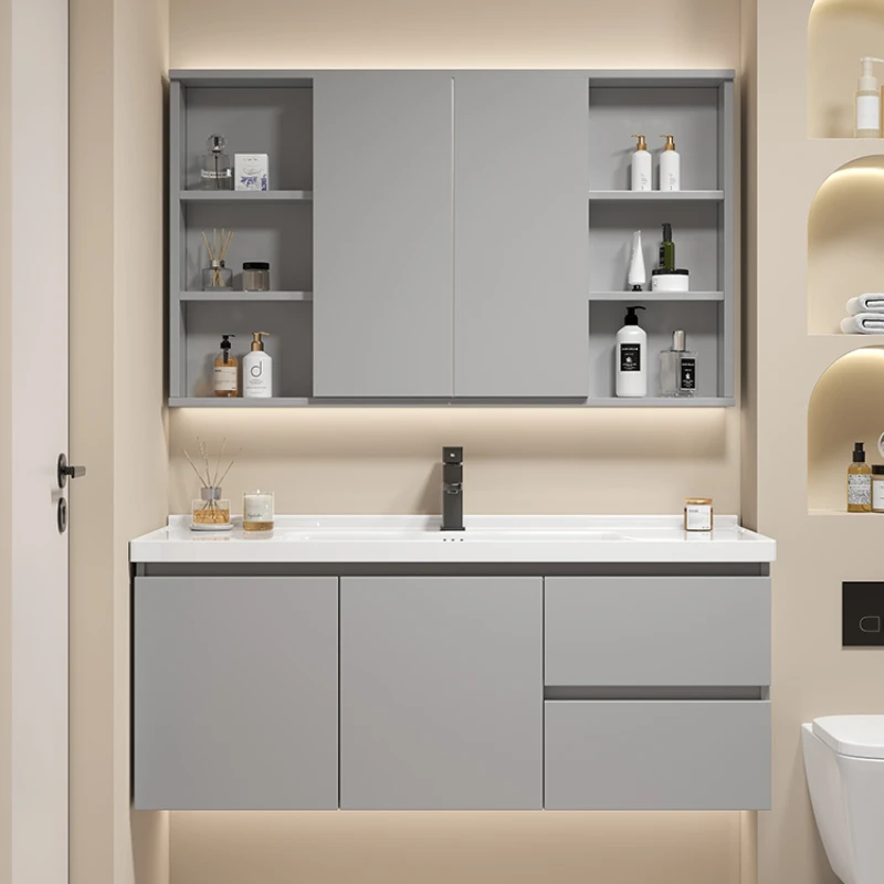 

Керамическая Встроенная раковина, шкаф для ванной комнаты, скрытое зеркало, шкаф для ванной комнаты, раковина, комбинированный шкаф, домашняя мебель YX50BC