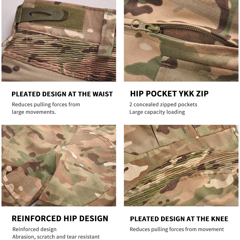 HAN WILD G3 Hiking Pants Combat Pants with Knee Pads Airsoft Tactical Trousers Camouflage Cotton Hiking Softair Camping Climb Pants