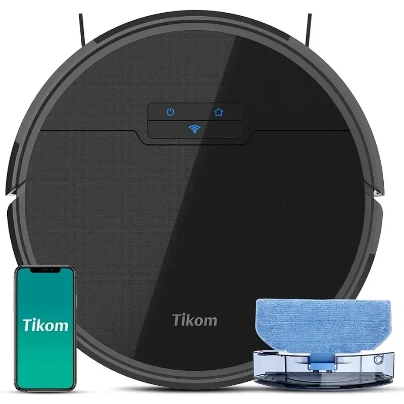 

Tikom Robot Vacuum and Mop, G8000 Robot Vacuum Cleaner, 2700Pa Strong Suction, Self-Charging, Good for Hard Floors, Black