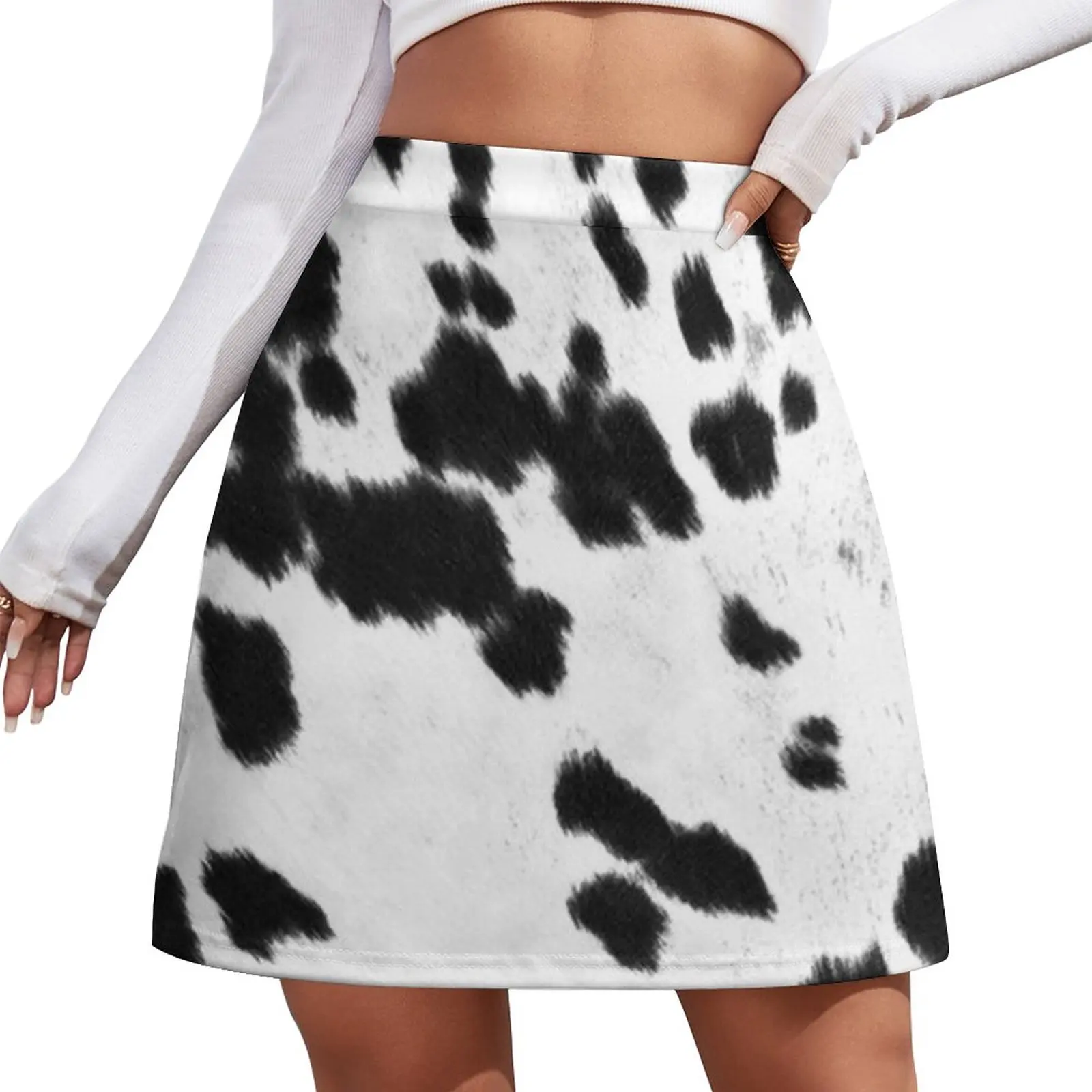 

Faux Cowhide Black and White 3 Mini Skirt skirts summer 2024 woman chic and elegant woman skirt