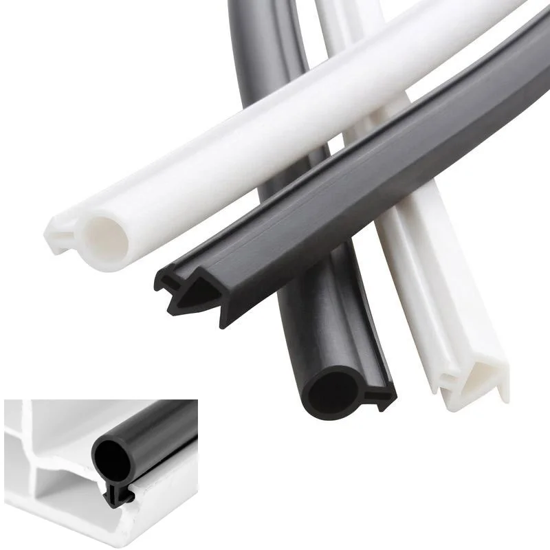Bridge Aluminum Alloy Doors Windows Sealing Strip Card Slot Type Plastic Silicone Strip Soundproof Windproof Waterproof 1/2/5M door seal strip,window seal strip,silicone seal strip,sealing strip