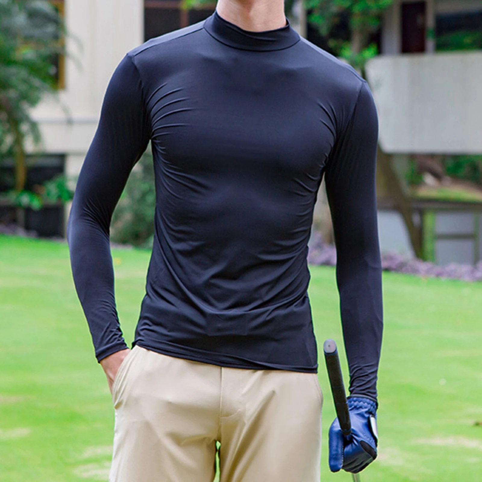 Mens Golf Sun Protection Shirt Golf Men Ice Silk Shirt Long Sleeve Summer  Sun UV Protection Ice Silk T-Shirts Ultra-Thin Sports