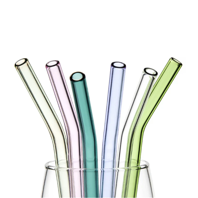 Reusable Glass Straws 200mm Straight Glass Drinking Straws 12 Pack