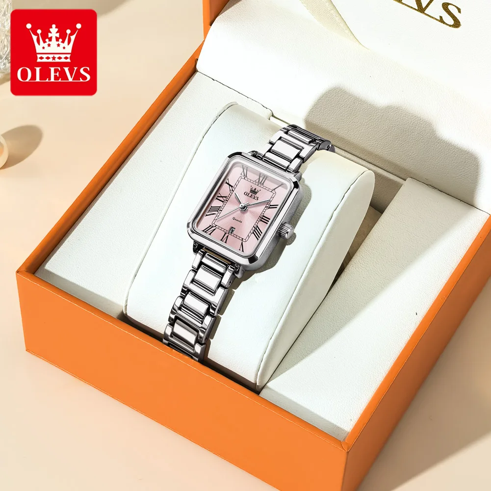 ساعات OLEVS الأصلية الكلاسيكية المربعة للنساء بأرق...