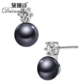 ⁦Dainashi 925 Sterling Silver 8-9mm natural Freshwater Pearl Zircon Rhinestone Stud earrings High Jewelry Gifts for Women⁩ – תמונה ⁦1⁩