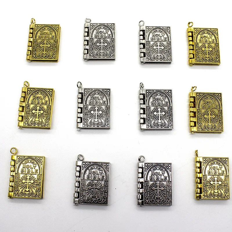Stylish Gold/Silver Christian Plaque Bible Keychain, Zinc Alloy Rust-Proof Material, Religious Statement Piece