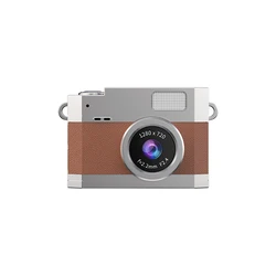 Compact Retro - Style Mini Digital Camera with Flip Selfie Screen and LED Fill Light - With 32G TF Card (Brown)
