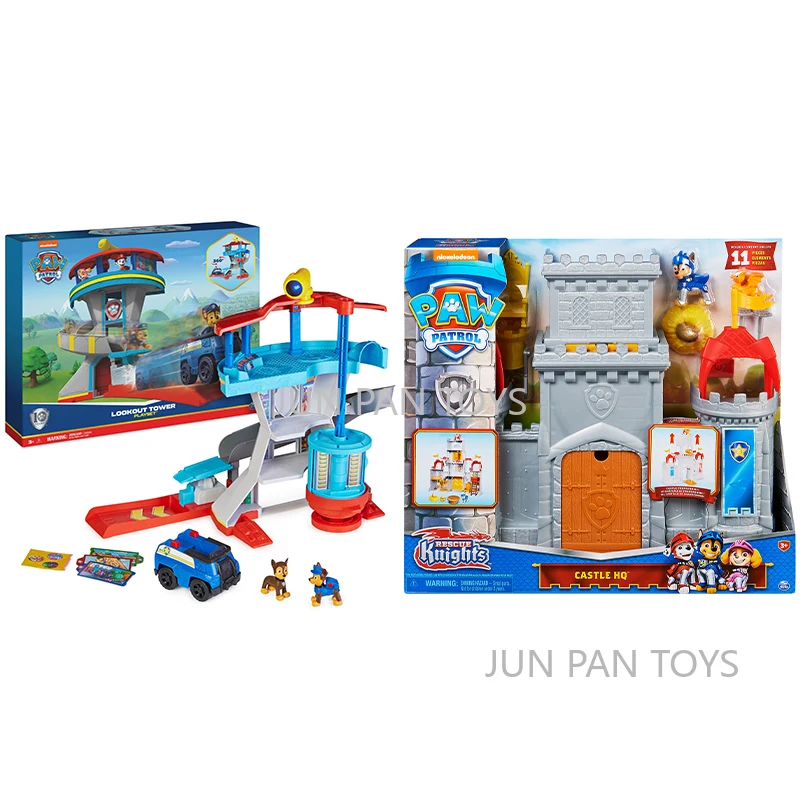 

Original Paw Patrol Rescue Knights Castle HQ Lookout Tower Playset Toy Car Launcher Chase Action Figure Toys Collectible Boy Toy