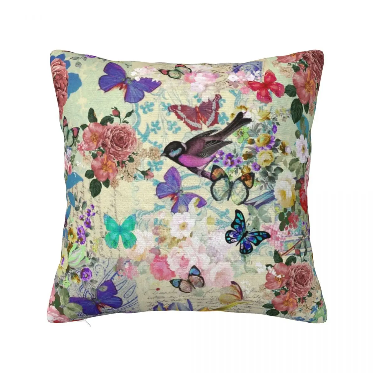 

Разноцветные бабочки, винтажный дневной мягкий чехол для подушки, декоративный насекомое, наволочка, квадратное сиденье 45x45 см