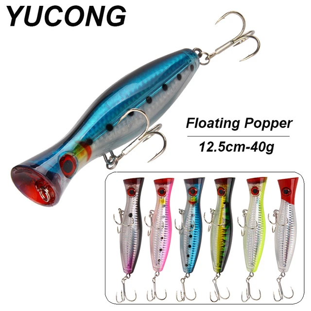 YUCONG 1PX Silent Popper Lure 12.5cm-40g Floating Fishing Bait Long Casting  Hard Wobblers Topwater Swimbait leurre de pêche cebo - AliExpress