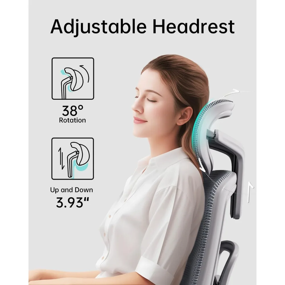 Ergonomic Office Chair with 3D Adjustable Armrests, Adjustable Lumbar Support High Back for Computer Chair, Big and Tall Mesh 5