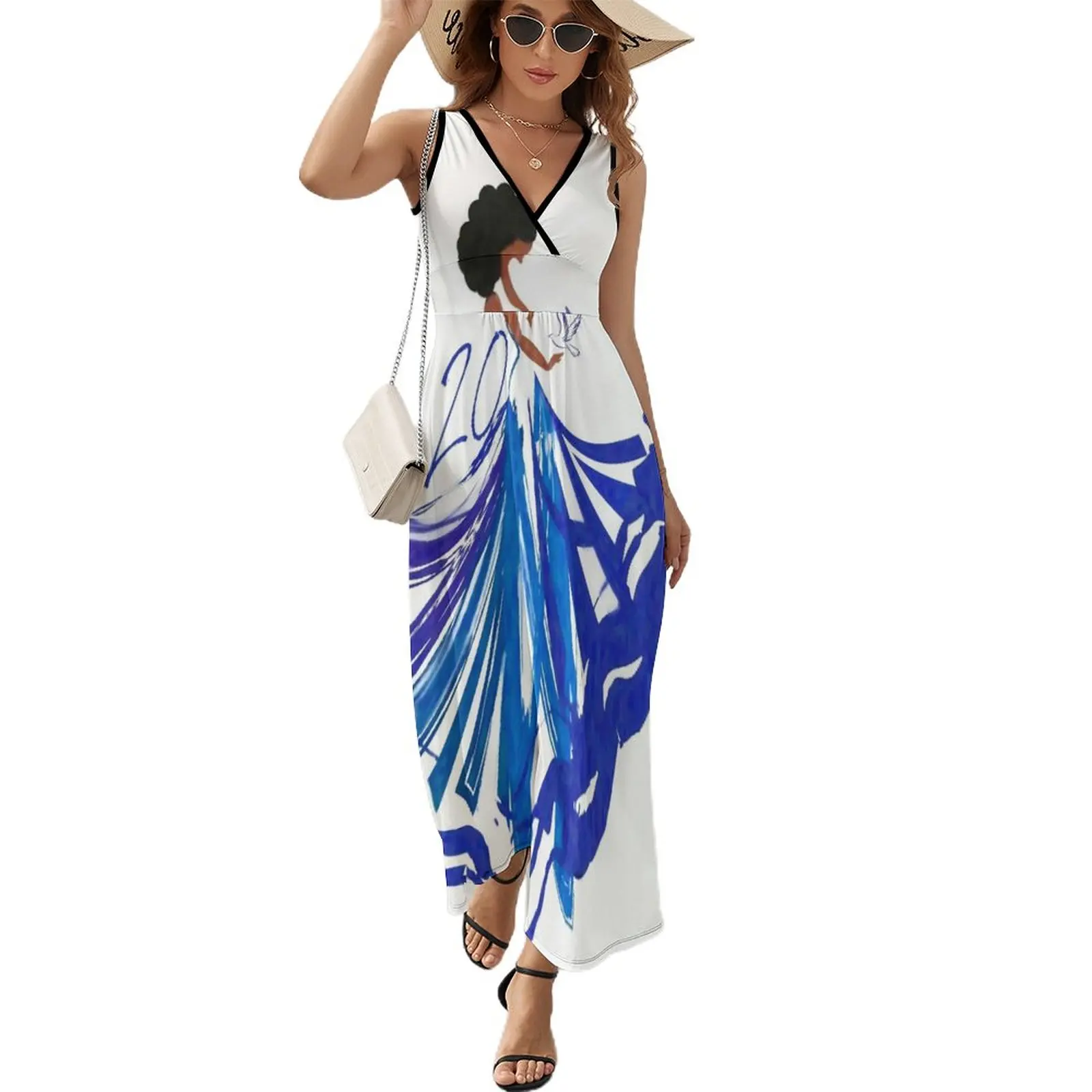 

Lady in The Blue and The White by HeavenNezCree Sleeveless Dress dress korean style women clothes dresses for womens 2024