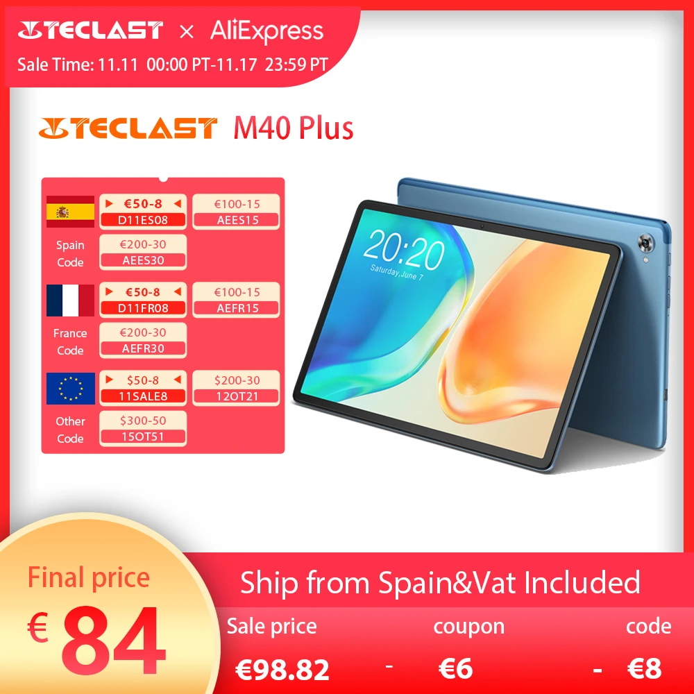 98.82€ 52% OFF|Teclast m40 plus 10,1 Zoll Android 12 Tablet 8GB RAM 128GB ROM 1920x1200 fhd mt8183 8 Kerne GPS Typ C Metallkörper Tablet für Kinder|Android-Tablets| - AliExpress