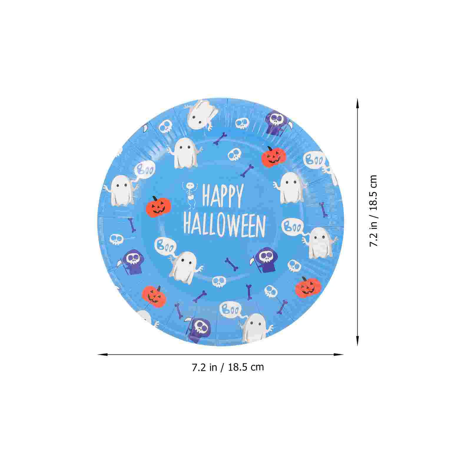 8 Pcs Halloween Party Supplies Paper Plates Dessert Fruit Tray Delicate Cake Dinner
