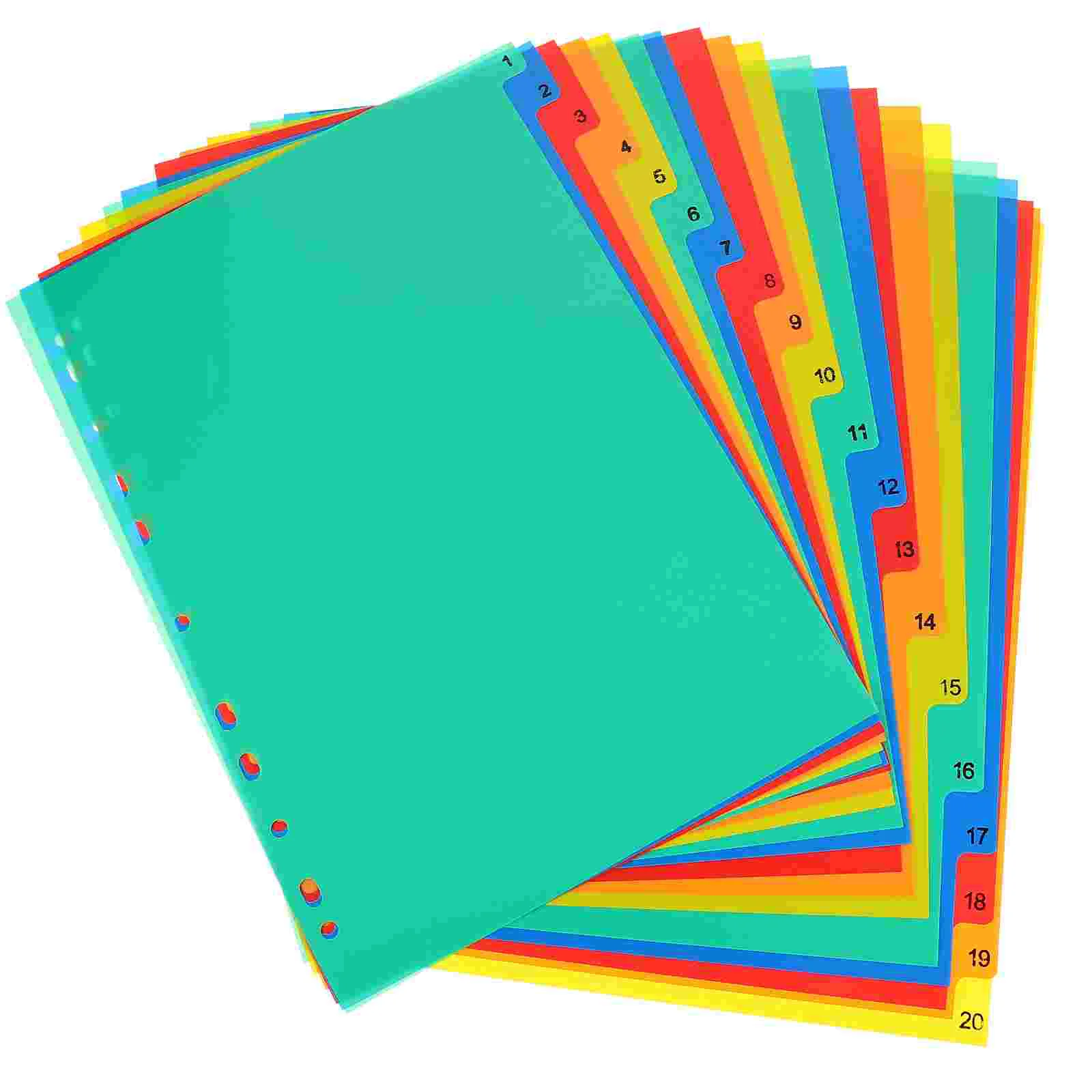 

20 Pcs A4 Separated Loose Leaf Binder Dividers Page Notebook Pluggable Loose-leaf Markers Notepad Pp Plastic Office Notebooks