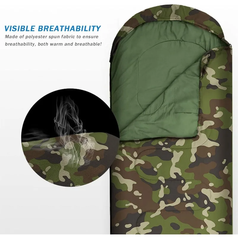 Envelope Digital Camouflage Sleeping Bag Outdoor Camping Camping Sleeping Bag Travel Warm Adult Winter Sleeping Bag