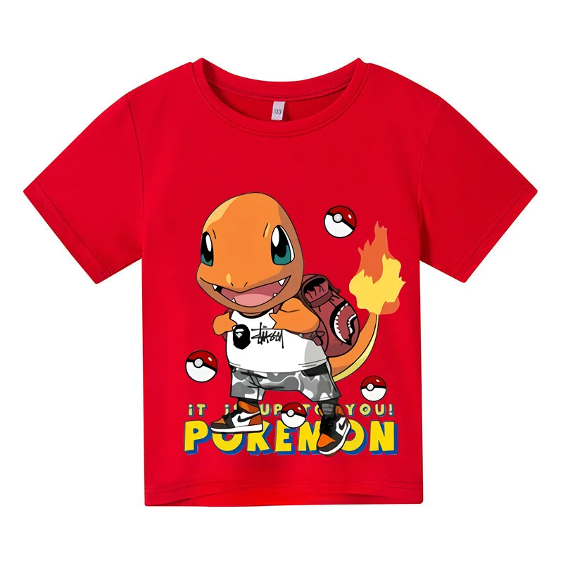 thumbnail image 1 of Camiseta de verano popular de Pikachu para niños, ropa para niños y niñas, camiseta de manga corta informal y cómoda con cuello redondo y dibujos animados para bebés, 1 of 5