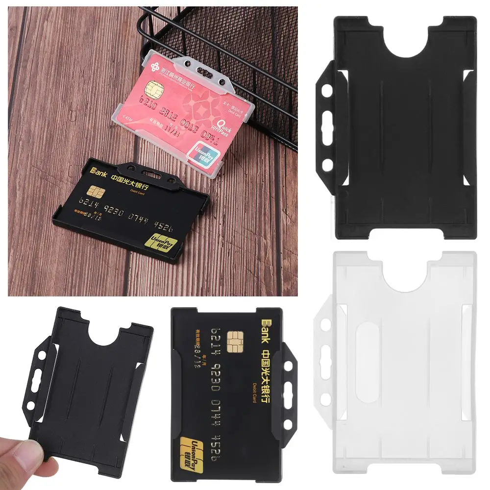 Portable Practical Durable Multi-use Hard Plastic Badge Work ID Card Holder Protector Cover Case ID Card Holder