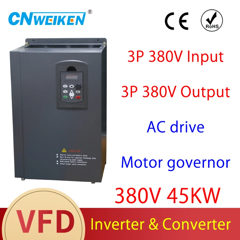 

45kw 380v Three Phase Input 380v 3 Phase Output AC 50Hz/60Hz Frequency Inverter & Converter AC Drives Frequency Converter