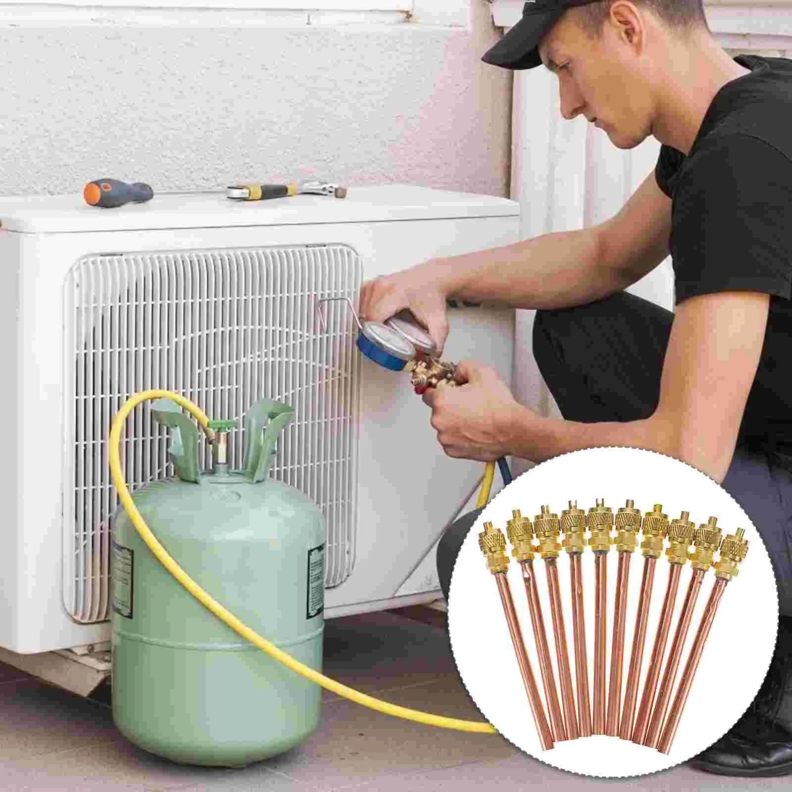 10 Pcs Valve Needle Tube Air Conditioning with Core Refrigeration Check Conditioner