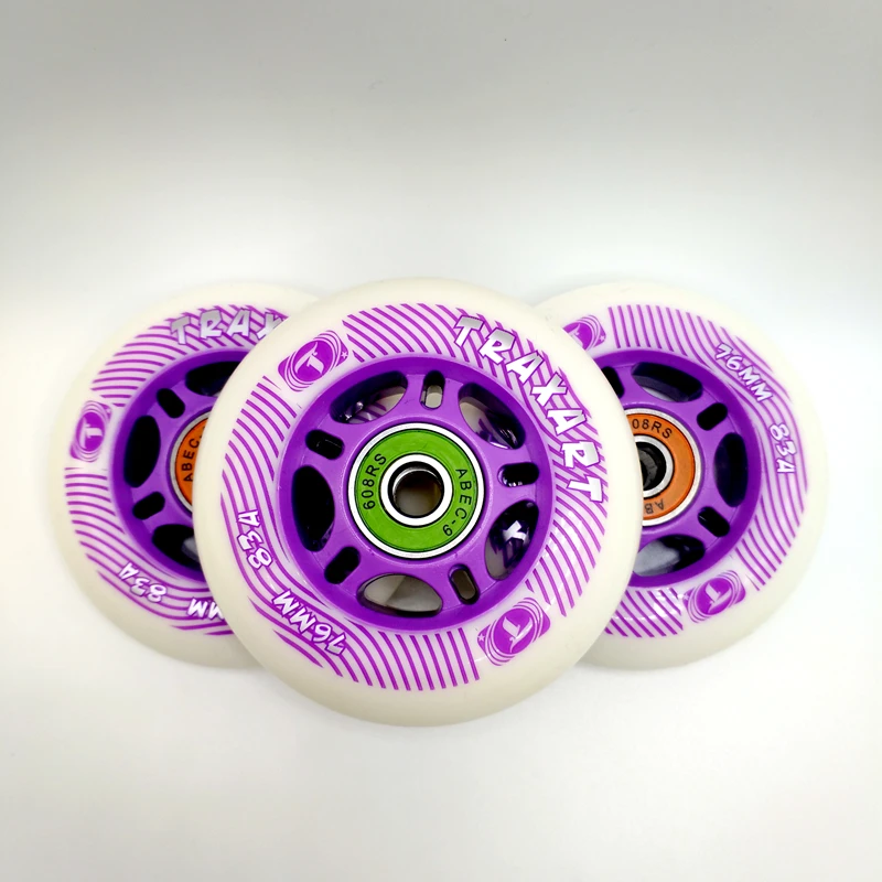 inline skate wheel 76mm purple PU material 76mm 83A 8wheels/lot