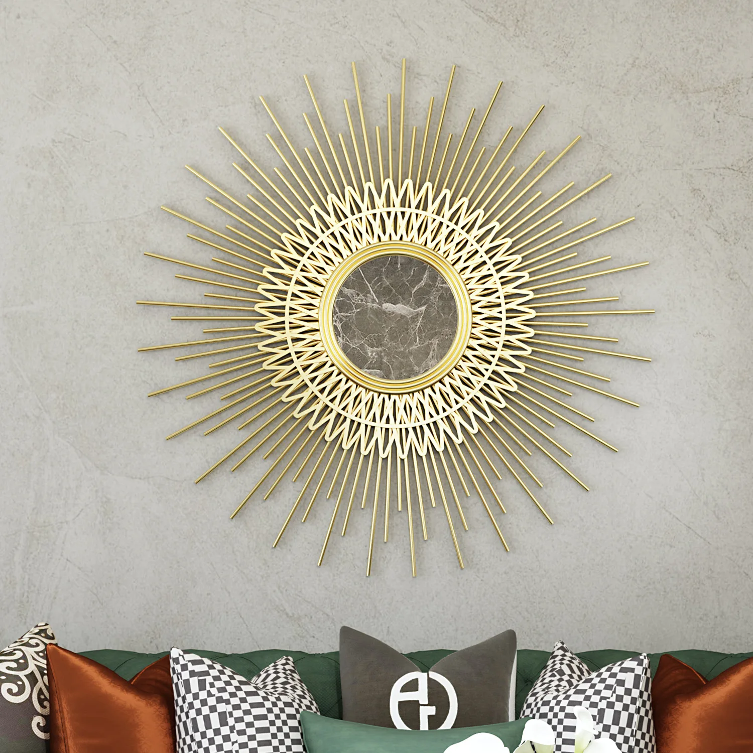 Gold Luxury Living Room Wall Decoration Macrame Mirror 1