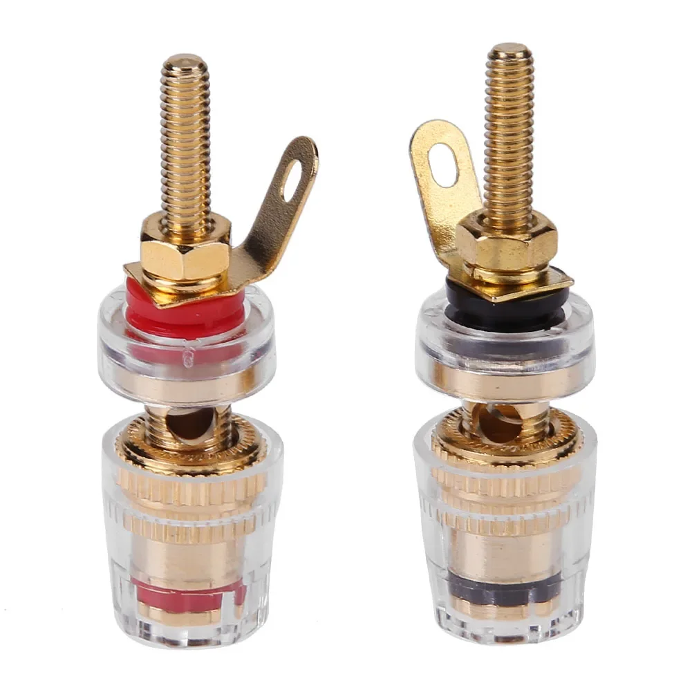2/4/6/8/10Pcs 4mm Brass Speaker Low Frequency Amplifier Connector with Transparent Shell Binding Posts for Banana Plugs
