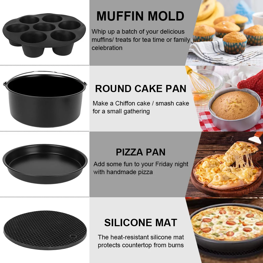 Baking Cake Mould Set Air Fryer Accessories DIY Muffin Bakeware 12pcs/set for All Air Fryer Machine 4.0-5.8QT 7 Inch / 8 Inch cake baking mold cake baking pans