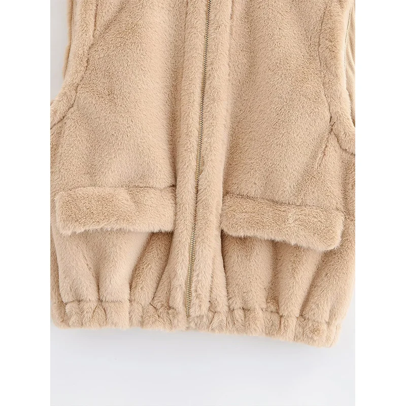 Winter Faux Fur Vests For Women New Fashion Fluffy Sleeveless Jackets Coat Female Zipper Vests Warm Chic Waiscoat Woman Tops