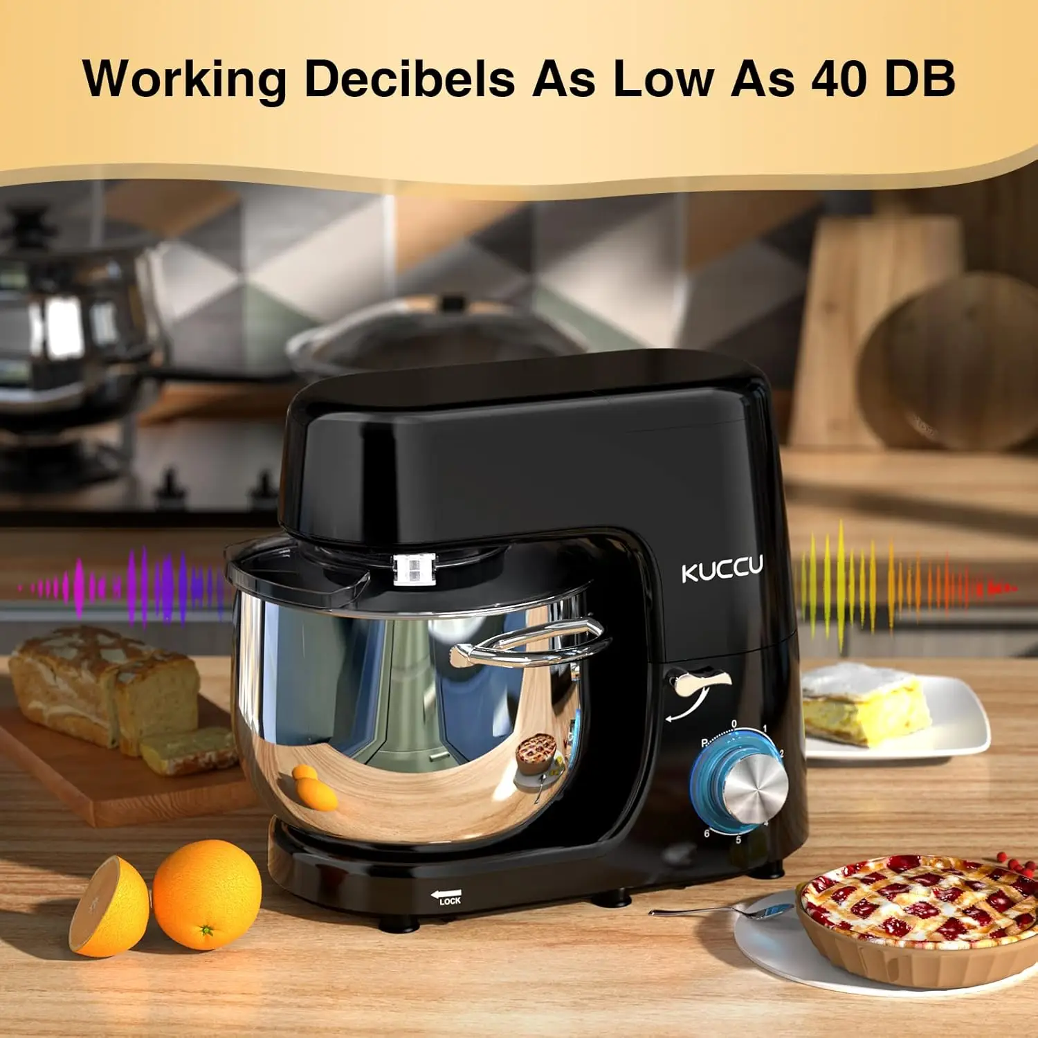 Mixer, 9.5 Qt , 6-Speed Tilt-Head Food Dough Mixer, Electric Kitchen Mixer with Dough Hook, Flat Beater & Wire Whisk, 5