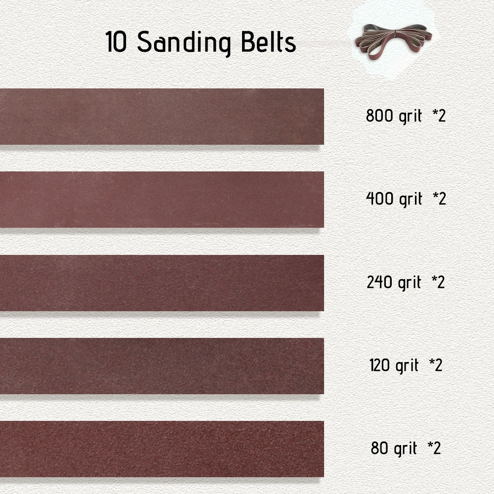Allsome 180W Electric Sander,Mini Belt Sander with 10pcs 533*30mm Sanding Belts Compatible with Makita 18V battery and AC 220V 4
