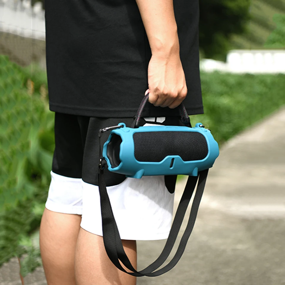 thumbnail image 2 of Portable Protective Sleeve For JBL CHARGE ESSENTIAL Speaker Silicone Carrying Case With Shoulder 2 of 12