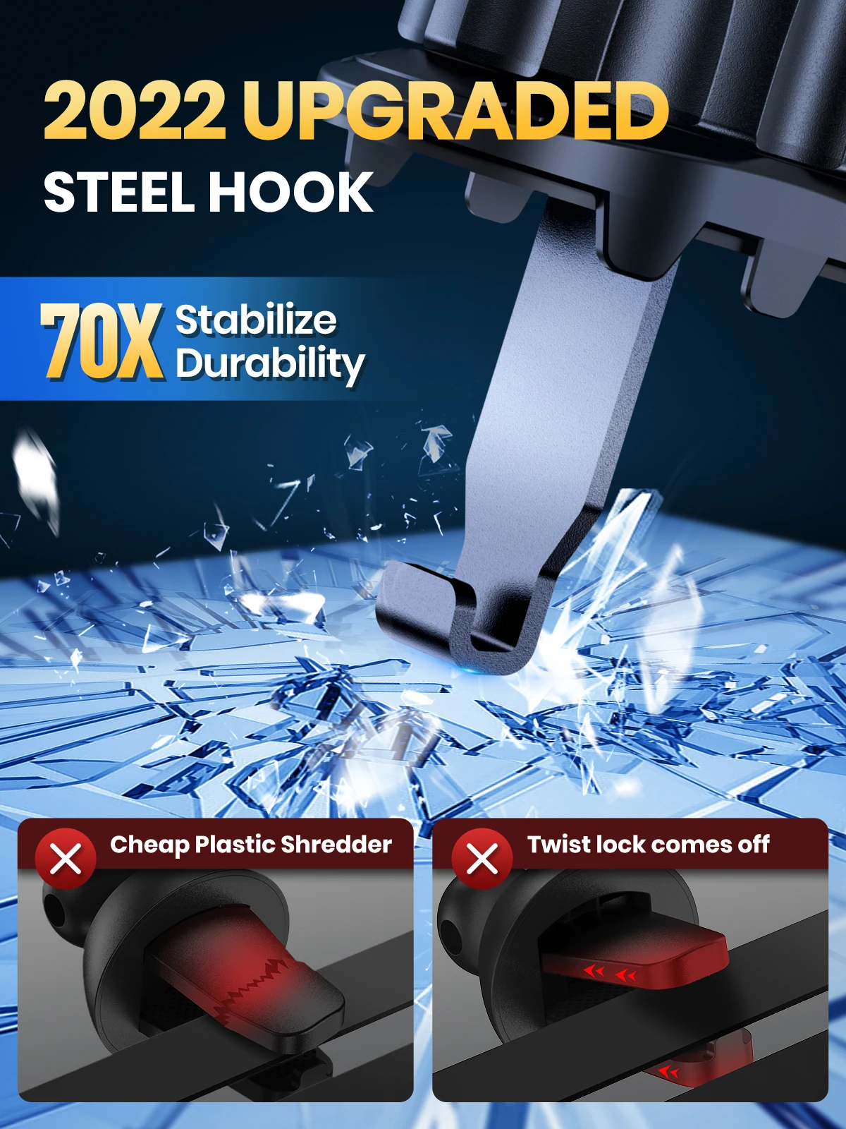 Car Phone Holders with Metal Hook Clip,Air Vent Cell Phone Car Mount,Hands Free