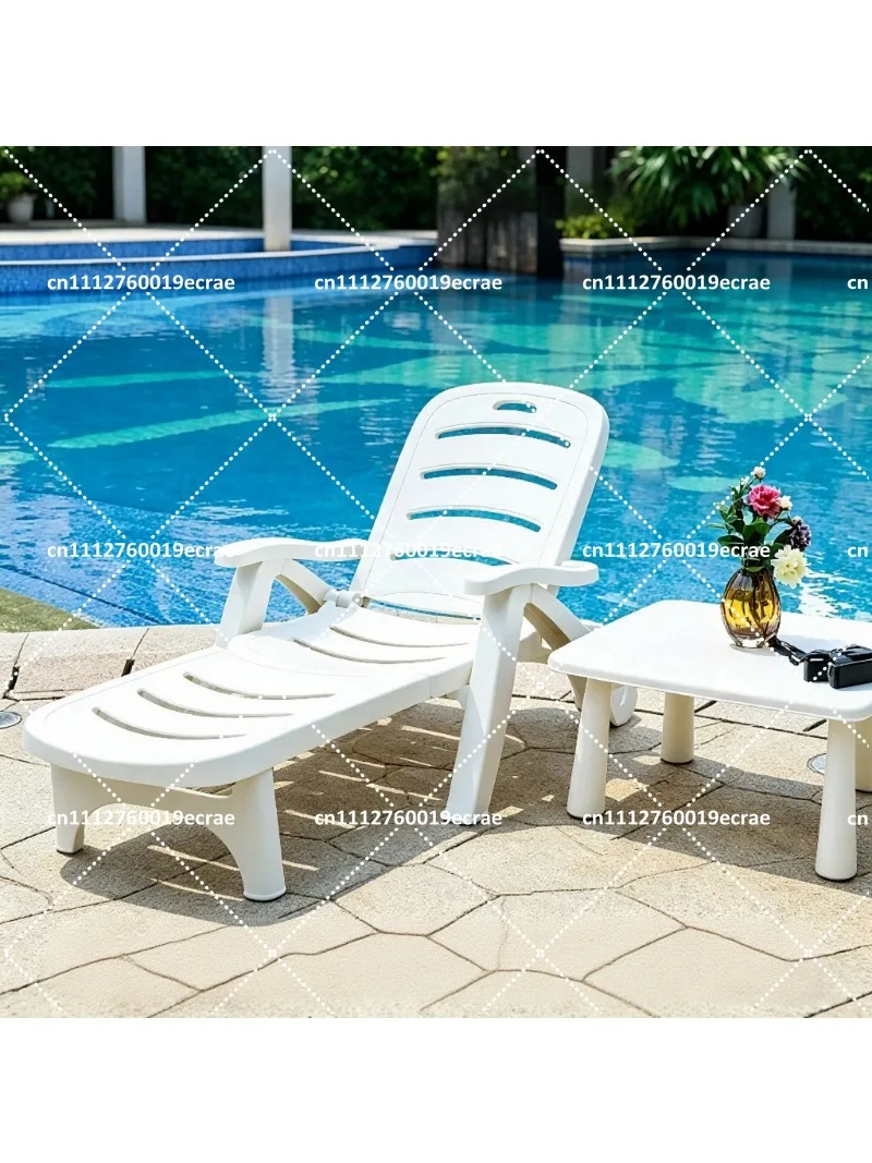 Sedia a Sdraio Pieghevole da Spiaggia con Schienale Regolabile, Reclinabile Portatile per Relax a Bordo Piscina, Giardino e Esterni - immagine 6