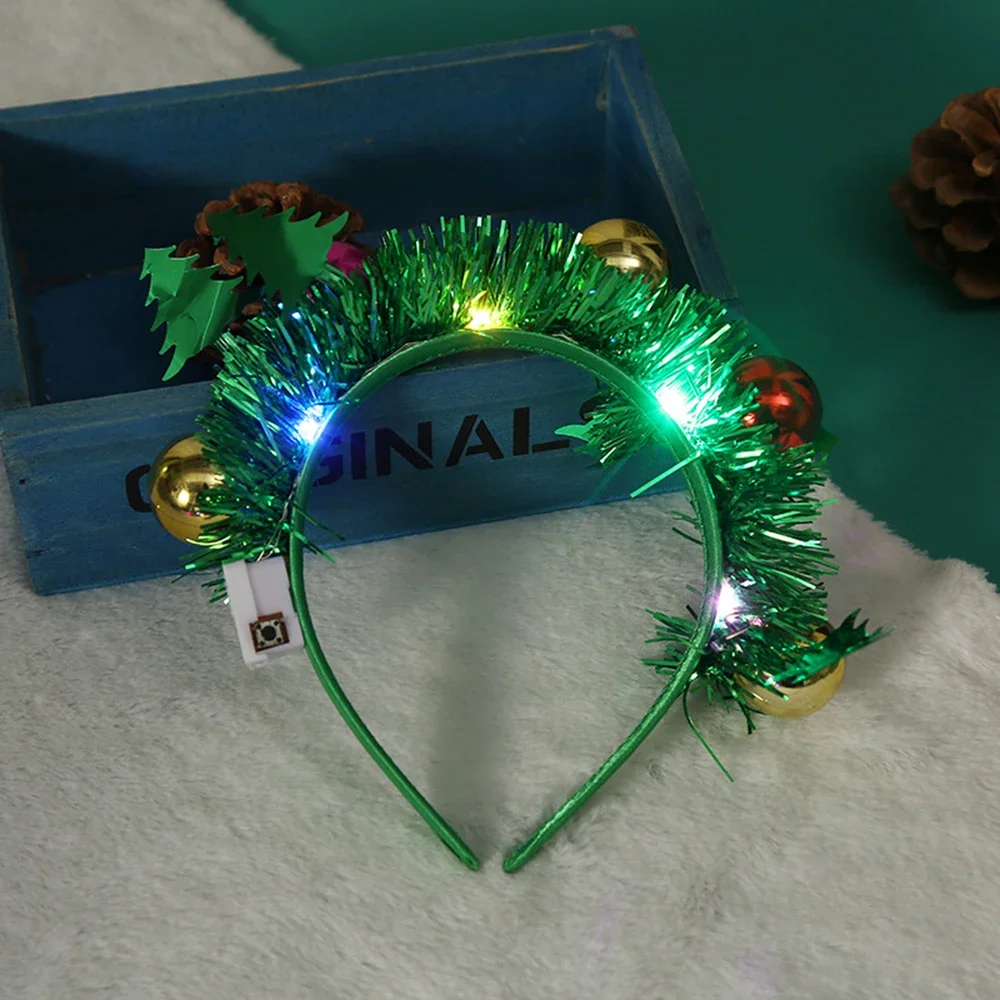Christmas Light Up Headbands Glowing Xmas Tree Snowflake Hair Band Adult Children Party Headwear Christmas Decor New Year Gifts