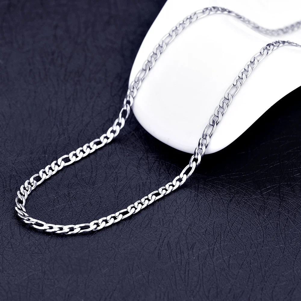 New Cheap 4MM 925 Sterling Silver Figaro Chain Necklace & Bracelet Fashion Jewelry Set Party Gifts For Men Women
