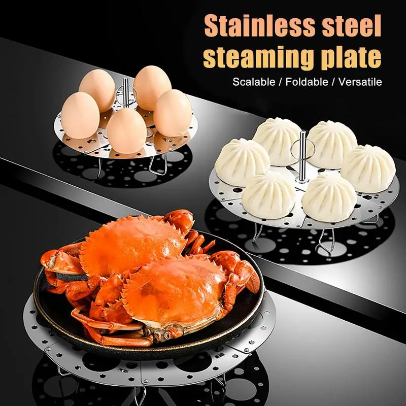 Vegetable Steamer Basket Expandable Steam Stand For Pot Thicken Anti-scalding Grip Adjusted Height Folding Buns Steam Stand