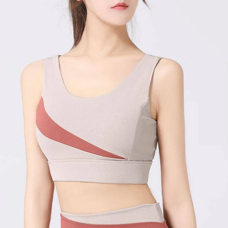 

ports Bra For Women Collision Color Sport Bra Sportswear Yoga Vest Nude Traceless One Piece Fitness Bra Shockproof High Strength