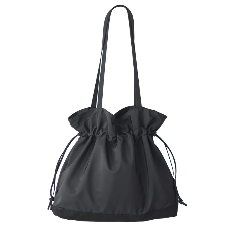 

Oxford fabric drawstring shoulder bag simple solid color large capacity women bag shopping bag casual women handbag