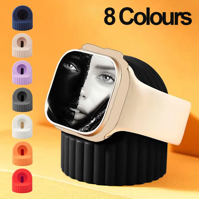 Apple Watch Ultra 10 9 8 7 6 SE 5 4 3 2 충전 스테이션 독 홀더 용 실리콘 시계 충전기 스탠드 49mm 45 44 42mm 41 40 38mm