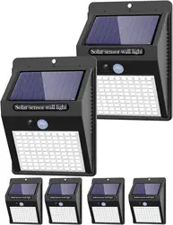 Enhanced Solar - Powered Motion Sensor Security Lights - 3 Adjustable Modes, 100 LED, Weatherproof (Cold White)