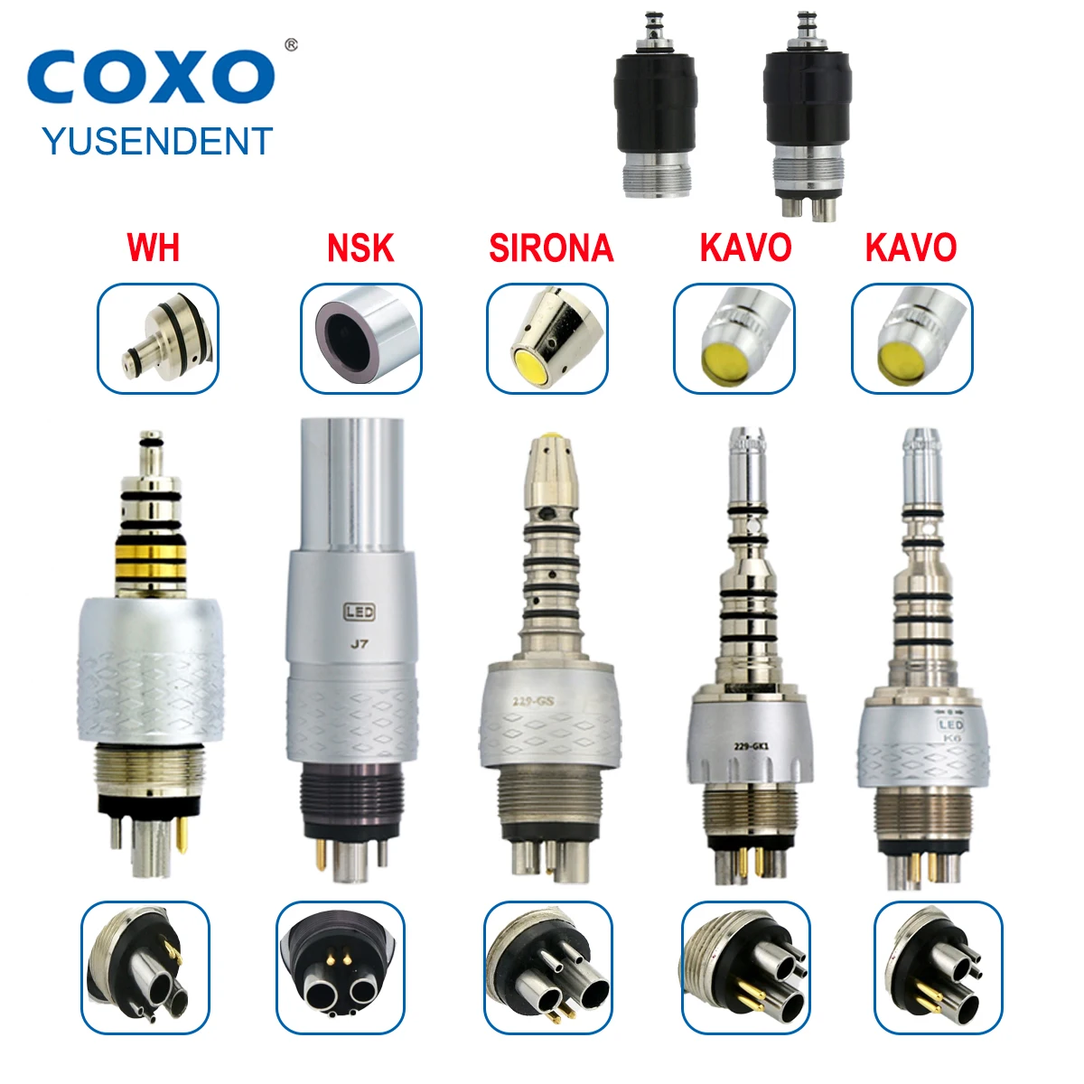 

COXO Dental 6 Pin LED Coupling Coupler For Fiber Optic High Speed Handpiece Fit KAVO NSK WH SIRONA Dentist Tools