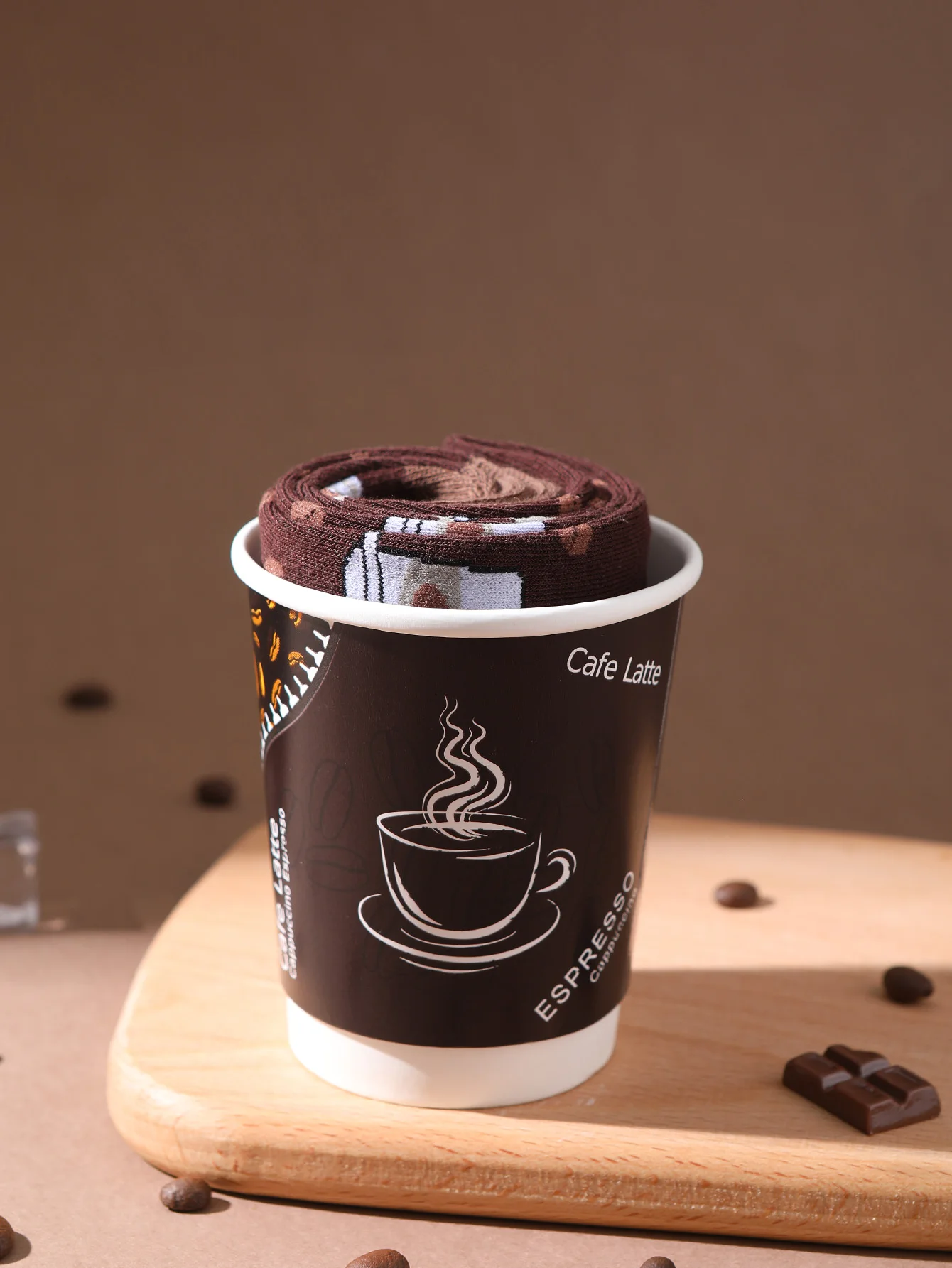 Mid-Calf Socks 1 Pair Men/Women Novelty Fun Coffee Cup Gift Box Fashion Comfortable Breathable All-Season