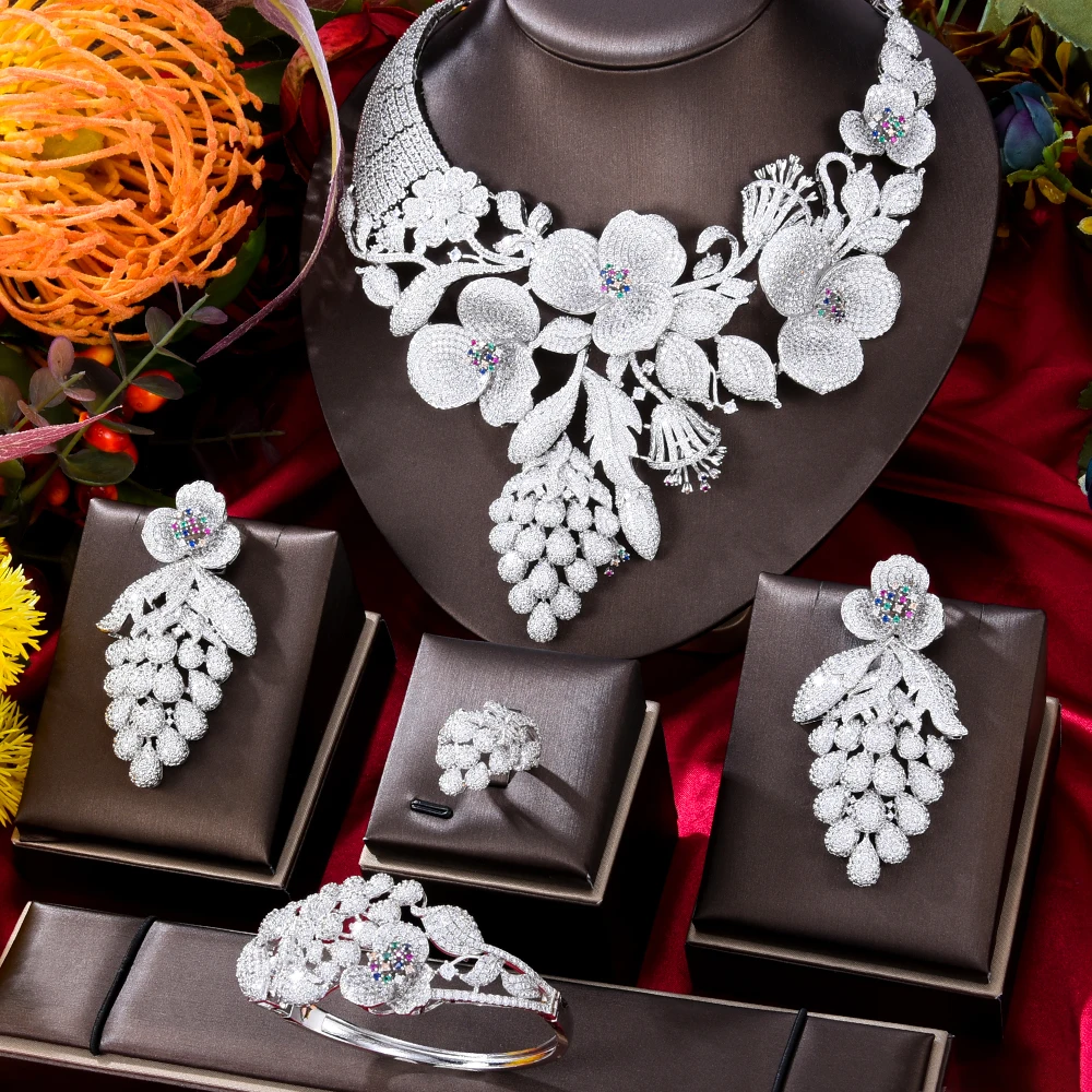 

Soramoore Original Big Luxury Flower Boom Women Engagement Bridal Wedding Necklace Earring Dubai Jewelry Set Jewellery Addiction