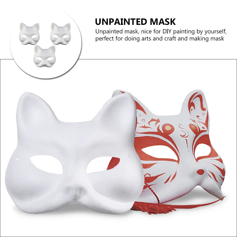 15pcs/lot Cat Mask Diy White Paper Mask Pulp Blank Hand Painted Personality  Creative Free Design Face Mask - Party Masks - AliExpress