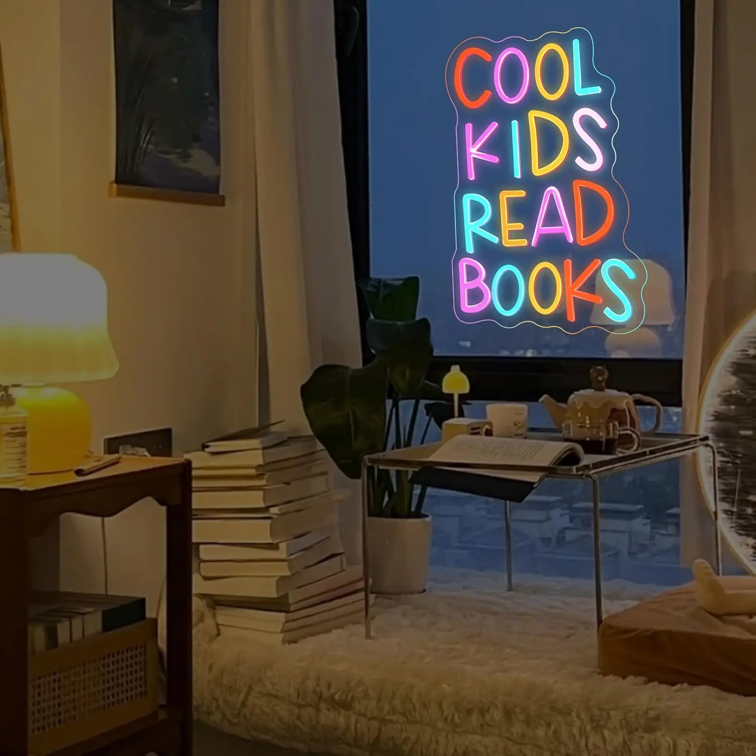 Cool Kids Read Books Neon Sign, luci al neon fatte a mano, USB 3D, decorazione artistica da parete per aule scolastiche, camera da letto, libreria, sala lettura, biblioteca, museo, studio, decorazione