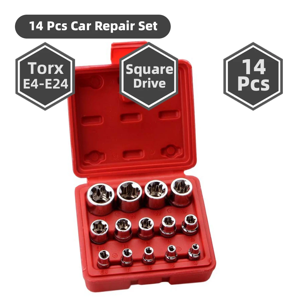 

14 Pcs Torx Wrench Set Socket Key Kit Impact Head Screwdriver Professional Car Automotive Repair Tool Mechanical Workshop Tools