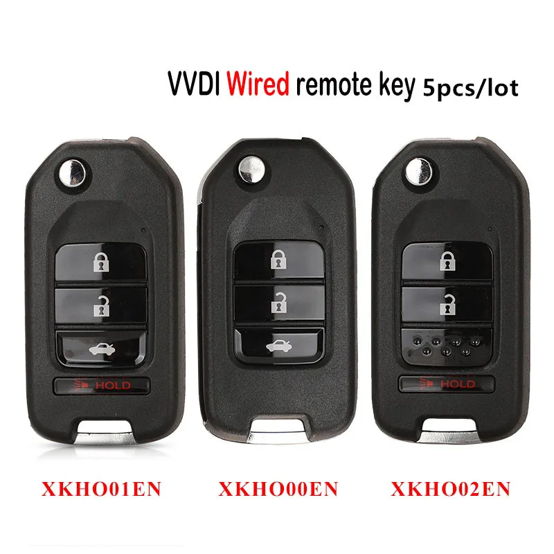 

5pcs Xhorse VVDI Car Remote Key XKHO00EN/XKHO01EN/XKHO02EN Wired Remote Control Key 2/3/4 Buttons for Honda Type Car Keys