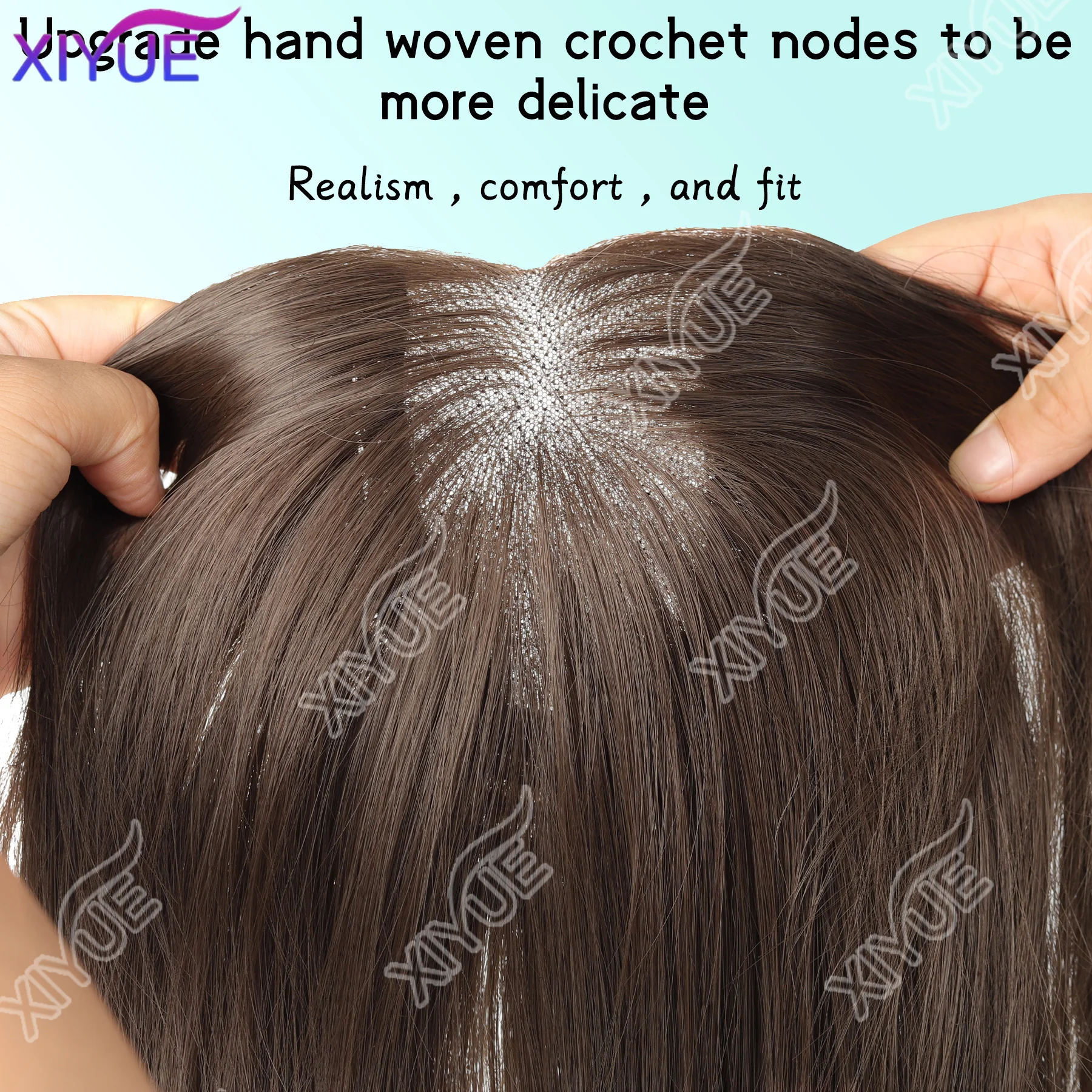 Synthetic Long Straight Layered Hair Wig Clip in Hair Extensions Natural Fluffy Head Top Fake Hair Piece with Bang Clip